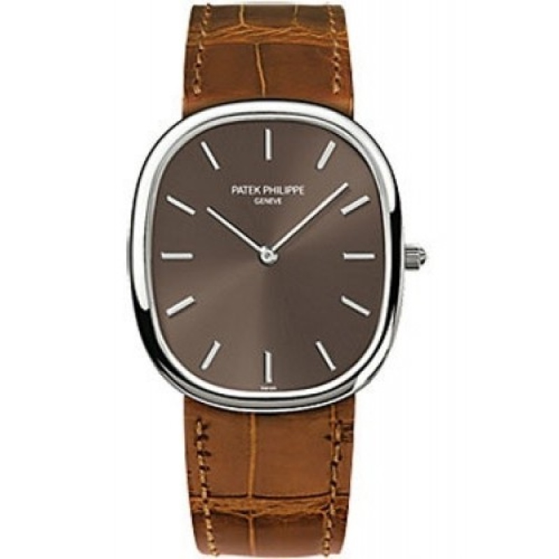 patek philippe golden ellipse brown dial brown leather men s watch 3738 100g 012