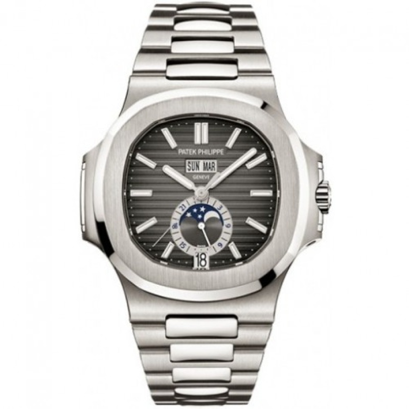 patek philippe nautilus mechanical black dial steel mens watch 57261a001 57261a001